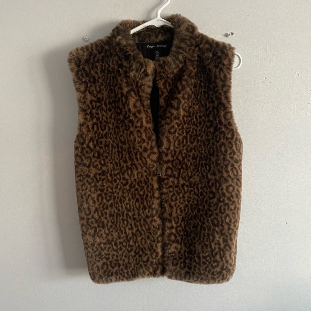 Designer original brown furry vest